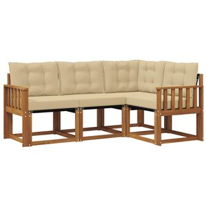 vidaXL Zunanja garnitura za sedenje z blazino 4 pcs Naravna in bež