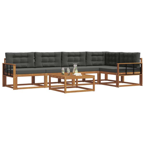 vidaXL Zunanja garnitura za sedenje 6 pcs Naravna in antracitna