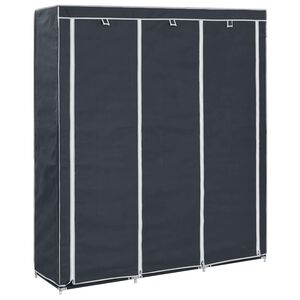 vidaXL Garderobna omara s predelki in palicami črna 150x45x175cm blago