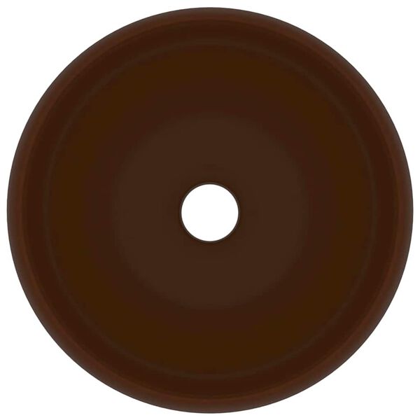 vidaXL Razko&scaron;en umivalnik okrogel mat temno rjav 40x15 cm keramičen