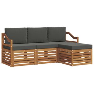 vidaXL Zunanja garnitura za sedenje 4 pcs Naravna in antracitna