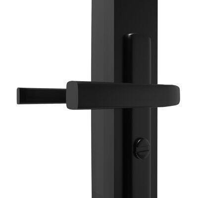 vidaXL Notranja vrata ESG steklo in aluminij 83x201,5 cm črna