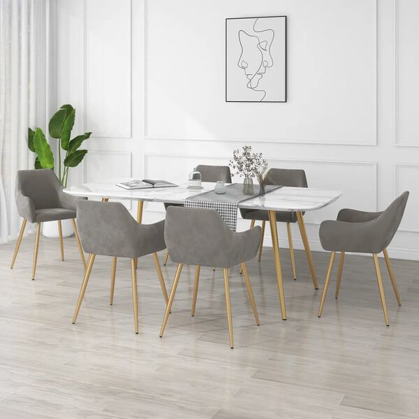 vidaXL jedilni stoli 6 kosov svetlo siv žamet