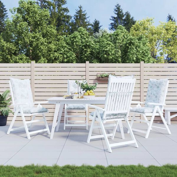 vidaXL Blazine za vrtne stole 4 kosi vzorec listov 120x50x7 cm blago