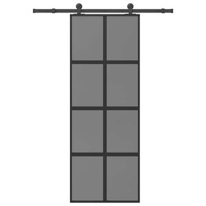 vidaXL Drsna vrata z opremo 76x205 cm kaljeno steklo in aluminij