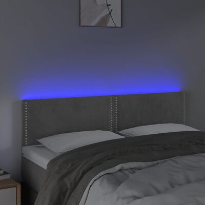 vidaXL LED posteljno vzglavje svetlo sivo 144x5x78/88 cm žamet