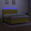 vidaXL Box spring postelja z vzmetnico LED zelena 180x200 cm blago
