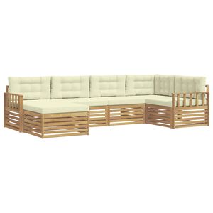 vidaXL Zunanja garnitura za sedenje 6 pcs Bela in krem Poliester