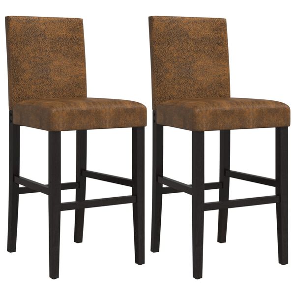 vidaXL Barski stol 2 kosa trden les kavčukovca in blago