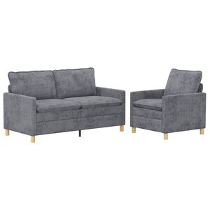 vidaXL Kavčna garnitura 2 pcs Svetlo siva Poliester