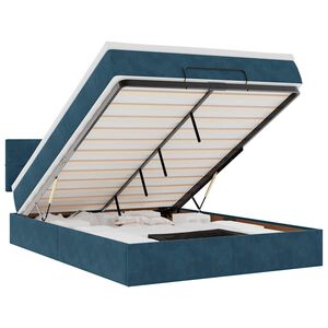 vidaXL Otomanska postelja z vzmetnico temno modra 140x190 cm žamet