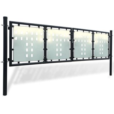 vidaXL Enojna ograjna vrata 300x125 cm črna