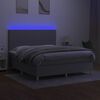 vidaXL Box spring postelja z vzmetnico LED sv. siva 160x200 cm blago