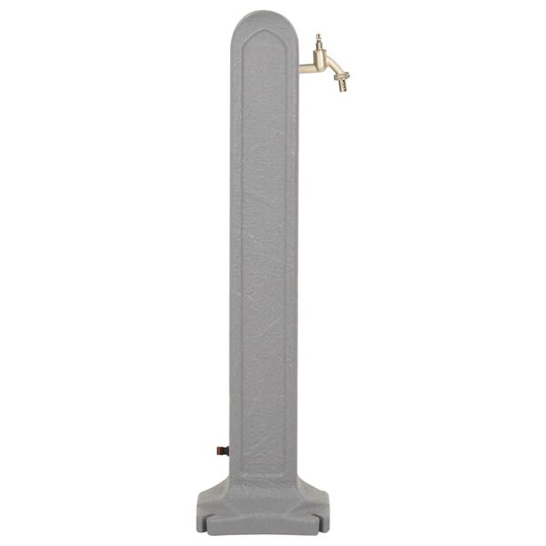 vidaXL Vrtni stebriček za vodo s pipo svetlo siv videz kamna