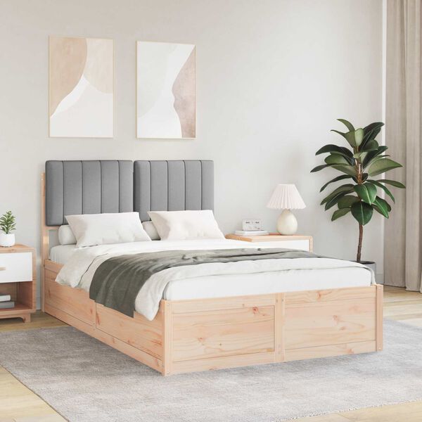 vidaXL Posteljni okvir z oblazinjenim vzglavjem Svetlo siva