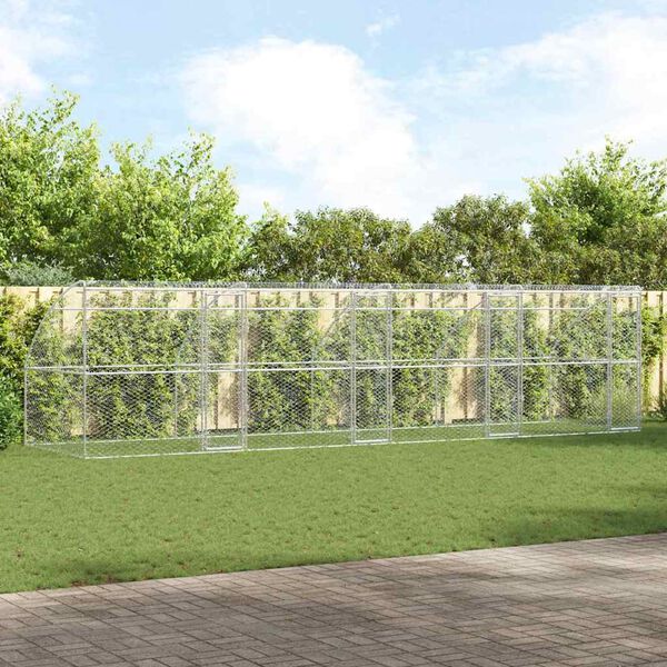 vidaXL Pasja lopa 4 pcs srebrna 8 x 2 x 2 m Pocinkano jeklo