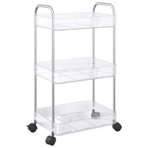 vidaXL Voziček za shranjevanje 3-nadstropna prozoren 37x28x68 cm akril