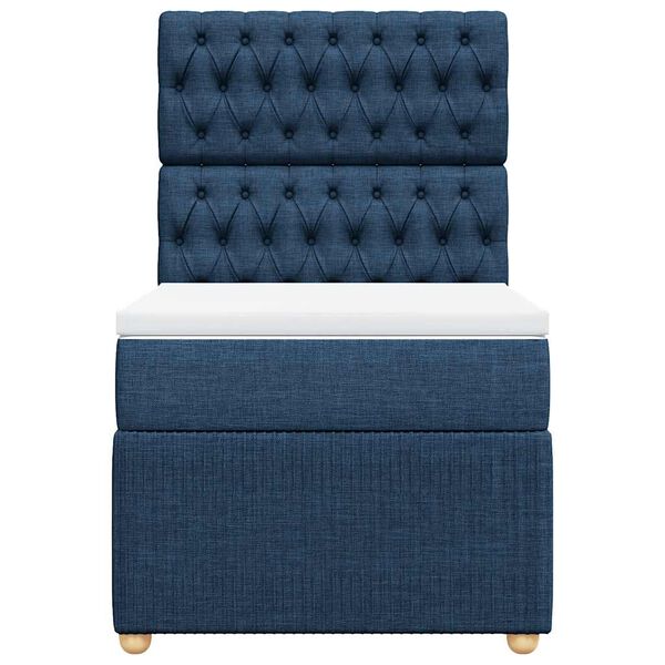 vidaXL Box spring postelja z vzmetnico modra 100x200 cm blago