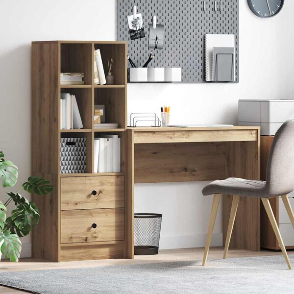 vidaXL Miza s predalom 2 pcs Umetni hrast