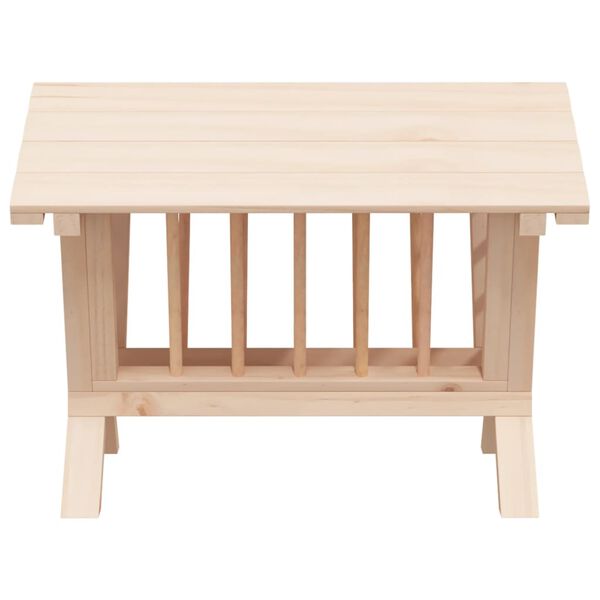 vidaXL Krmilnik za seno za zajce 44x33x33 cm iz trdnega lesa jelke