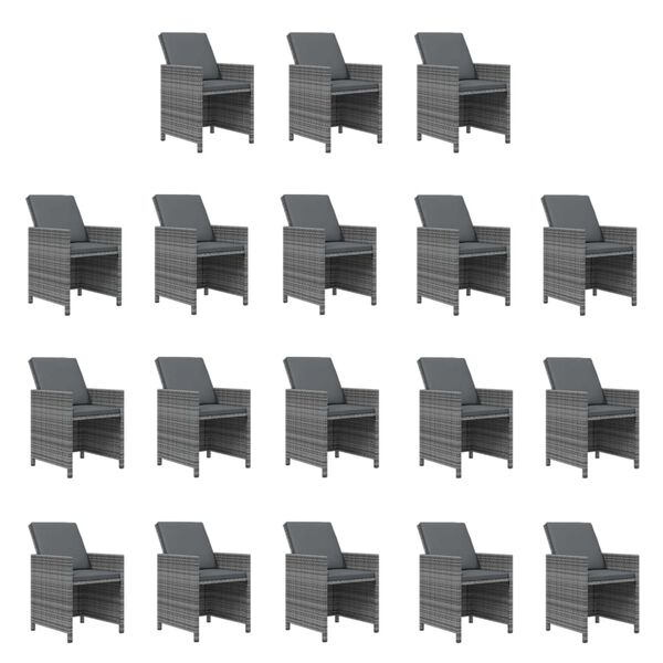 vidaXL Vrtna jedilna garnitura 15-delna z blazinami poli ratan siva