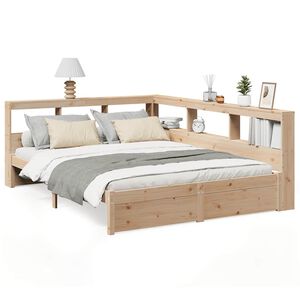 vidaXL Knjižna postelja brez vzmetnice 150x200 cm trdna borovina