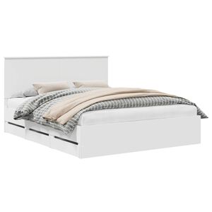 vidaXL Konstrukcija postelje Bela 160 x 200 cm Inženirsko leseno