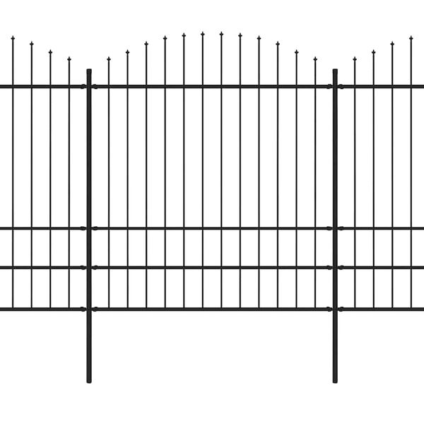 vidaXL Vrtna ograja s suličastim vrhom jeklo 1248x200 cm črne barve