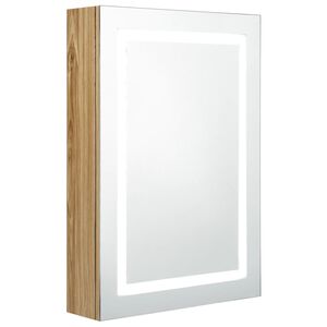 vidaXL LED kopalni&scaron;ka omarica z ogledalom hrast 50x13x70 cm