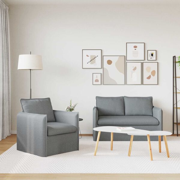 vidaXL Kavčna garnitura 2 pcs Svetlo siva 136 x 82 x 85 cm blago