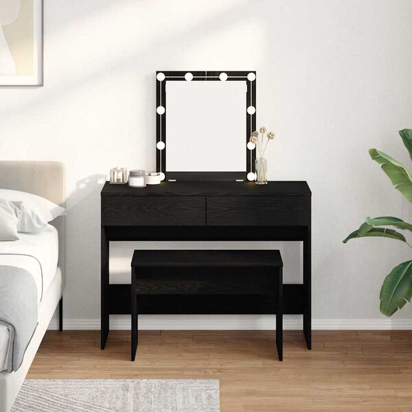 vidaXL Oblečen stol Črni hrast 70 x 35 x 45 cm Konstruiran les