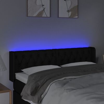 vidaXL LED posteljno vzglavje črno 163x16x78/88 cm blago