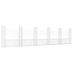 vidaXL Gabion košara U-oblike s 6 stebri železo 620x20x150 cm