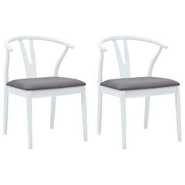 vidaXL Jedilni stol 2 pcs Bela in siva Masivno gumovo les