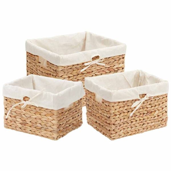 vidaXL Ko&scaron;are za shranjevanje 3 pcs Naravna 35 x 30 x 25 cm