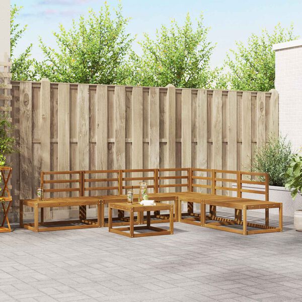 vidaXL Kavčna garnitura 7 Kos Naravna Masiven les akacije