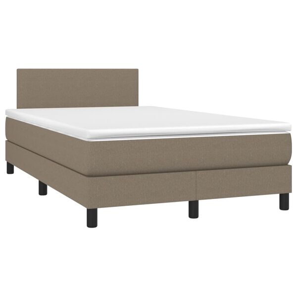 vidaXL Box spring postelja z vzmetnico LED taupe 120x190 cm blago