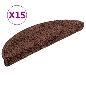 vidaXL Stopni&scaron;čne preproge 15 kosov 56x17x3 cm rjave polkrožne