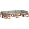 vidaXL Zunanja garnitura za sedenje 11 pcs Naravna in svetlo siva