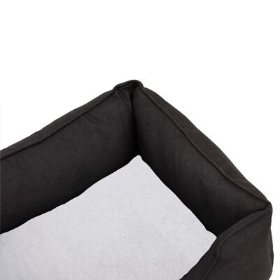 vidaXL Pasja postelja tm. siva in bela 85,5x70x23 cm videz platna flis