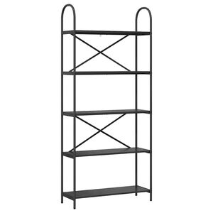 vidaXL Knjižna polica Črna Orehovina 80 x 30 x 183 cm Konstruiran les