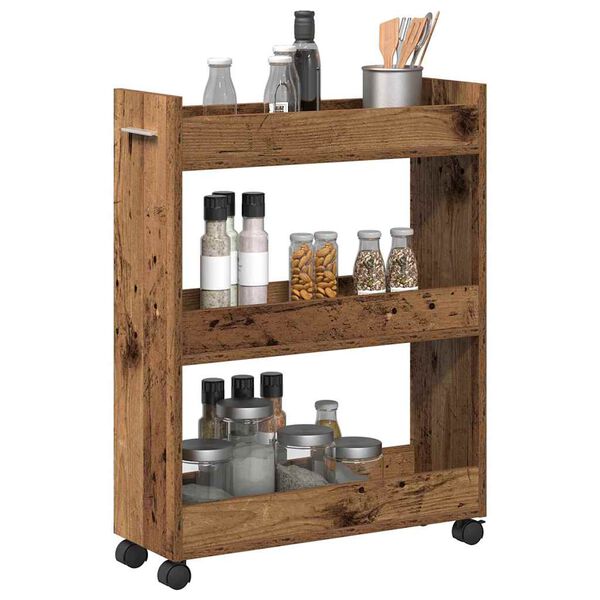 vidaXL Za omarice s kolesom Star les 60 x 22 x 79 cm Konstruiran les