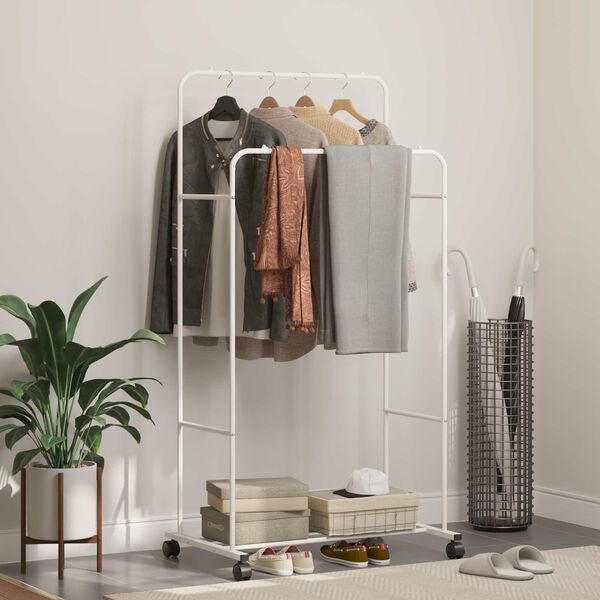 vidaXL Stojalo za oblačila Enobarvno Bela 80 x 53 x 156 cm