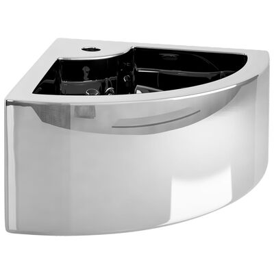 vidaXL Umivalnik z odprtino za odtekanje 45x32x12,5cm keramičen srebrn