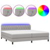 vidaXL Box spring postelja z vzmetnico LED sv. siva 200x200 cm blago