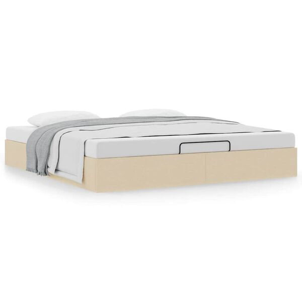 vidaXL Otomanski posteljni okvir brez vzmetnice krem 180x200 cm blago