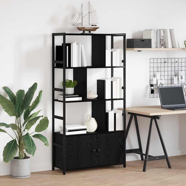 vidaXL Knjižna polica Črna Orehovina 80 x 30 x 155,5 cm