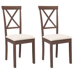 vidaXL Jedilni stoli z blazinami 2 kosa Brown Solid Wood Rubber