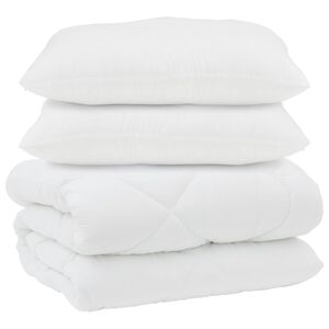 vidaXL Pokrivač z blazinami z blazino 3 pcs Bela Mikrofibra in perje