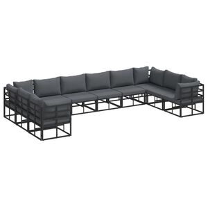 vidaXL Vrtna sedežna garnitura 10 kos Črna Aluminij